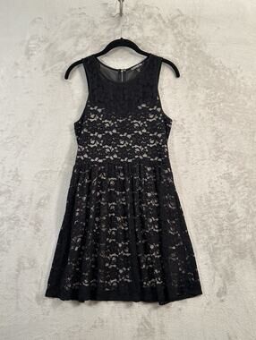 Express Black Floral Lace Naked Dress Size M Whimsigoth Dark Romantic Goth Moody
